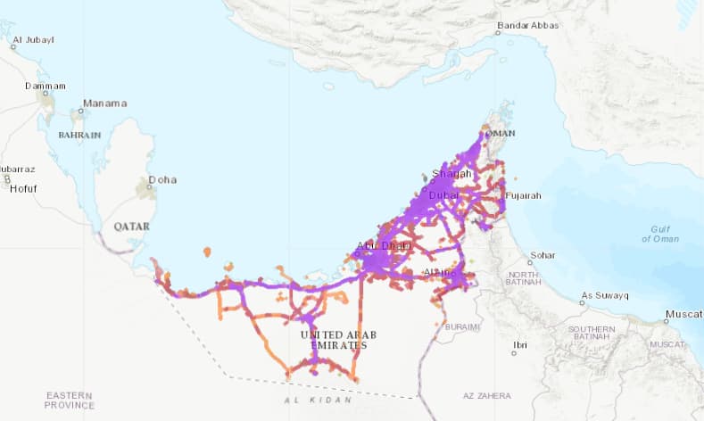 du coverage map in UAE